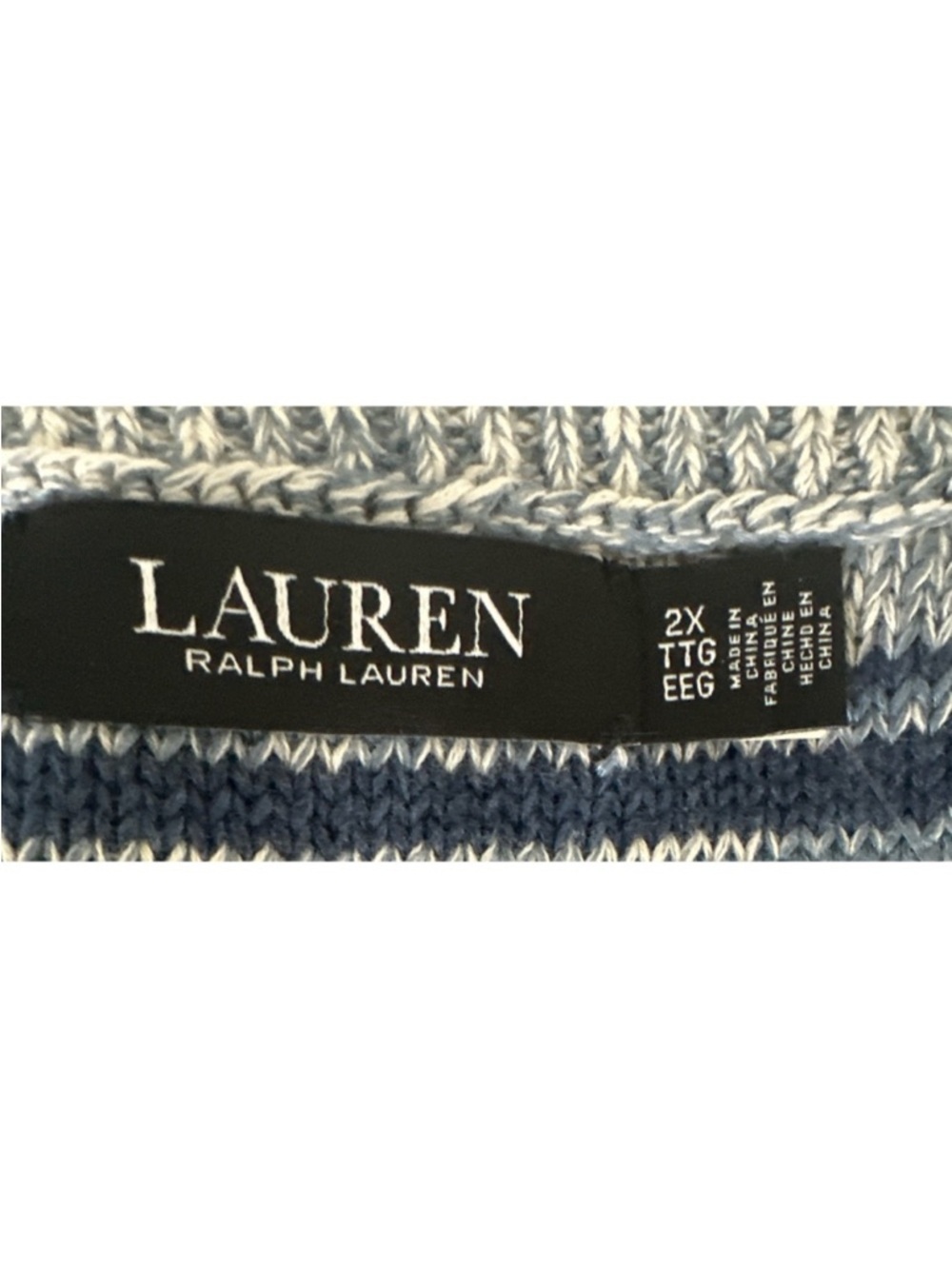 Lauren Ralph Lauren Blue Multi-Stripe Knit Linen Blend Tank Top Size 2X - Picture 8 of 12